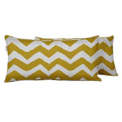 Capa de Almofada Lombar Retangular em Tecido de Poliéster para Uso Interno/Externo, Impermeável para Móveis de Pátio - Vargottam 30,48 Cm × 45,72 Cm / Amarelo