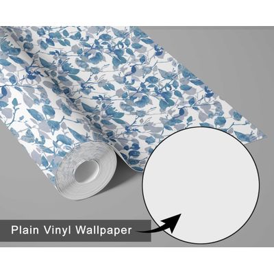 Papel de Parede Vinílico Autoadesivo Floral Chique Impermeável, Removível, Azul para Quartos, Salas, Espaços Alugados e Armários - S4Sassy 63,5 cm (L) × 304,8 cm (C) / Azul - Vinil Liso