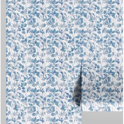 Papel de Parede Vinílico Autoadesivo Floral Chique Impermeável, Removível, Azul para Quartos, Salas, Espaços Alugados e Armários - S4Sassy 63,5 cm (L) × 304,8 cm (C) / Azul - Vinil Liso