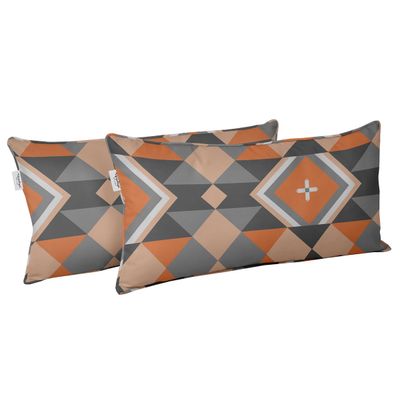 Capa Para Almofada Lombar em Poliéster, Interno/Externo, Impermeável 4 Estações, Retangular para Móveis de Pátio - Vargottam 30,48 Cm × 45,72 Cm / Cinza