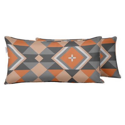 Capa Para Almofada Lombar em Poliéster, Interno/Externo, Impermeável 4 Estações, Retangular para Móveis de Pátio - Vargottam 30,48 Cm × 45,72 Cm / Cinza