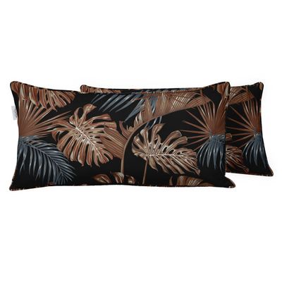 Capa de Almofada Lombar Retangular em Tecido de Poliéster para Uso Interno/Externo, Impermeável para Móveis de Pátio - Vargottam 30,48 Cm × 45,72 Cm / Preto
