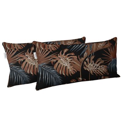 Capa de Almofada Lombar Retangular em Tecido de Poliéster para Uso Interno/Externo, Impermeável para Móveis de Pátio - Vargottam 30,48 Cm × 45,72 Cm / Preto