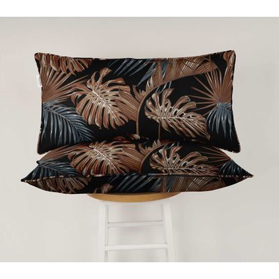 Capa de Almofada Lombar Retangular em Tecido de Poliéster para Uso Interno/Externo, Impermeável para Móveis de Pátio - Vargottam 30,48 Cm × 45,72 Cm / Preto
