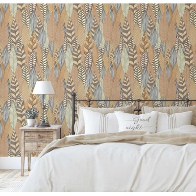 Papel de Parede Prado Botânico Marrom Autoadesivo, Decoração DIY Fácil Para Quarto Estilo Fazenda, Sala, Armários e Espaços - S4Sassy 63,5 cm (L) × 304,8 cm (C) / Marrom - Vinil Liso
