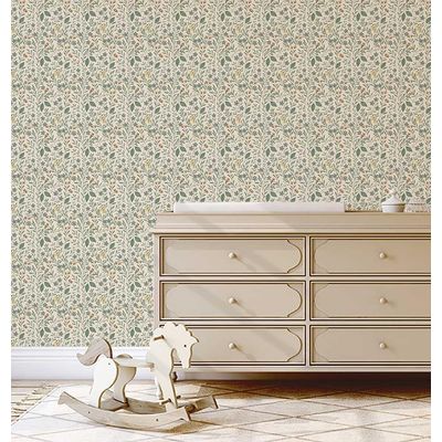 Papel de Parede Vinílico Autocolante Estampa Floral de Trepadeira Impermeável - Verde, para Quartos, Espaços de Locação, Armários - S4Sassy 63,5 cm (L) × 152,4 cm (C) / Verde - Vinil Liso