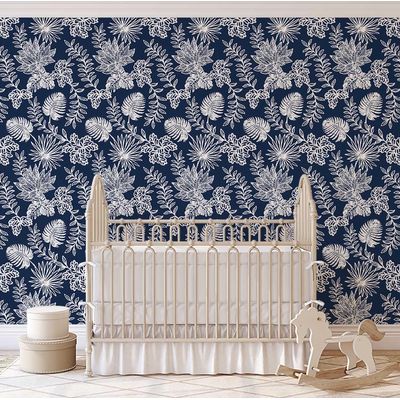 Papel de Parede Folha Tropical Azul, Vinil Autoadesivo, Revestimento Decorativo, Decoração DIY Fácil para Quarto, Sala, Armários - S4Sassy 63,5 cm (L) × 304,8 cm (C) / Azul - Vinil Liso
