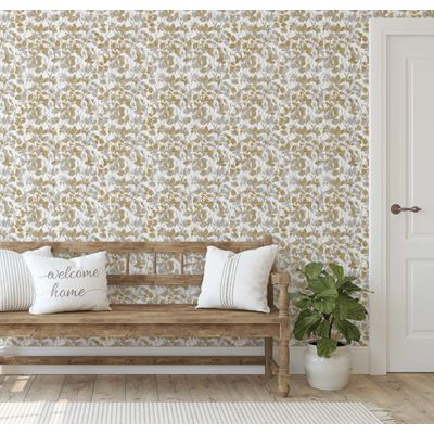 Papel Contact Vinílico Autoadesivo Floral Chique, À Prova d'Água - Bege, Removível para Quartos, Salas, Locatários e Armários - S4Sassy 63,5 cm (L) × 304,8 cm (C) / Bege - Vinil Liso