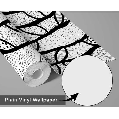 Papel de Parede Vinílico Autoadesivo Padrão Abstrato de Árvore Moderno, Preto, Revestimento Fácil para Quarto, Armários e Sala - S4Sassy 63,5 cm (L) × 609,6 cm (C) / Preto - Vinil Liso