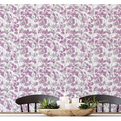 Papel de Parede Vinílico Autocolante Peel & Stick Floral Chic À Prova d'Água Rosa Removível Para Quartos, Salas e Armários - S4Sassy 63,5 cm (L) × 304,8 cm (C) / Rosa - Vinil Liso