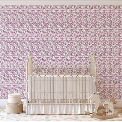 Papel de Parede Vinílico Autocolante Peel & Stick Floral Chic À Prova d'Água Rosa Removível Para Quartos, Salas e Armários - S4Sassy 63,5 cm (L) × 304,8 cm (C) / Rosa - Vinil Liso