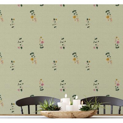 Papel de Parede Floresta Ornamental Verde Autoadesivo - Decoração DIY Fácil para Quarto Estilo Fazenda, Sala, Armários - S4Sassy 63,5 cm (L) × 609,6 cm (C) / Verde - Vinil Liso