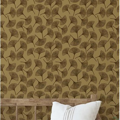 Papel de Parede Vinílico Autoadesivo Ginkgo Verde Impermeável, Removível para Quartos, Sala, Espaços de Locatários e Armários - S4Sassy 63,5 cm (L) × 304,8 cm (C) / Verde - Vinil Liso