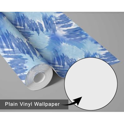 Papel de Parede Pinceladas Artísticas em Azul, Vinil Autoadesivo, Revestimento Fácil de Aplicar para Quarto, Armários e Ambientes - S4Sassy 63,5 cm (L) × 304,8 cm (C) / Azul - Vinil Liso