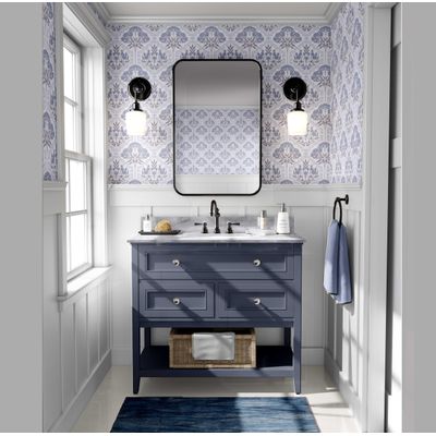 Papel de Parede Vinílico Autoadesivo Árvore Vintage Azul  Fácil Aplicação DIY para Quarto Estilo Fazenda, Sala, Armários - S4Sassy 63,5 cm (L) × 304,8 cm (C) / Azul - Vinil Liso