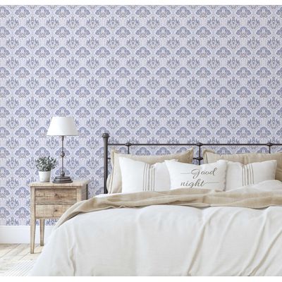 Papel de Parede Vinílico Autoadesivo Árvore Vintage Azul  Fácil Aplicação DIY para Quarto Estilo Fazenda, Sala, Armários - S4Sassy 63,5 cm (L) × 304,8 cm (C) / Azul - Vinil Liso