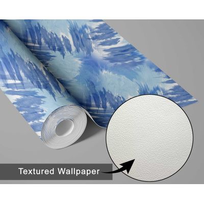 Papel de Parede Pinceladas Artísticas em Azul, Vinil Autoadesivo, Revestimento Fácil de Aplicar para Quarto, Armários e Ambientes - S4Sassy 63,5 cm (L) × 609,6 cm (C) / Azul - Vinil Texturizado