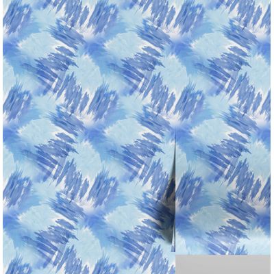 Papel de Parede Pinceladas Artísticas em Azul, Vinil Autoadesivo, Revestimento Fácil de Aplicar para Quarto, Armários e Ambientes - S4Sassy 63,5 cm (L) × 609,6 cm (C) / Azul - Vinil Texturizado