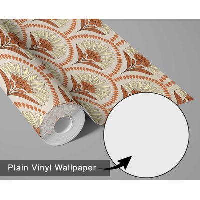 Papel de Parede Art Déco Fan Tree Bege, Vinil Autoadesivo, Aplicação Fácil DIY para Quarto Estilo Fazenda, Armários e Espaços - S4Sassy 63,5 cm (L) × 914,4 cm (C) / Bege - Vinil Liso