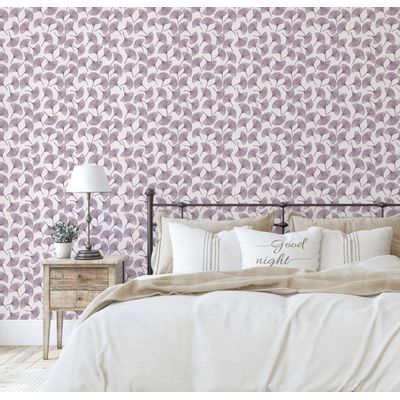 Papel de Parede Vinílico Autoadesivo Chique Folha de Ginkgo Roxo Impermeável Removível para Quartos, Salas, Locação e Armários - S4Sassy 63,5 cm (L) × 609,6 cm (C) / Roxo - Vinil Texturizado