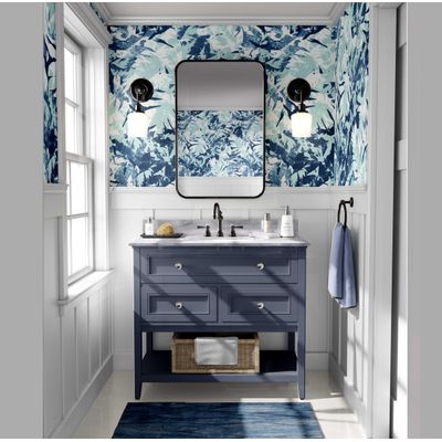 Papel de Parede Folhas Abstratas, Azul, Vinílico Autoadesivo, Revestimento Decorativo Fácil Faça-Você-Mesmo para Quarto e Sala - S4Sassy 63,5 cm (L) × 152,4 cm (C) / Azul - Vinil Liso