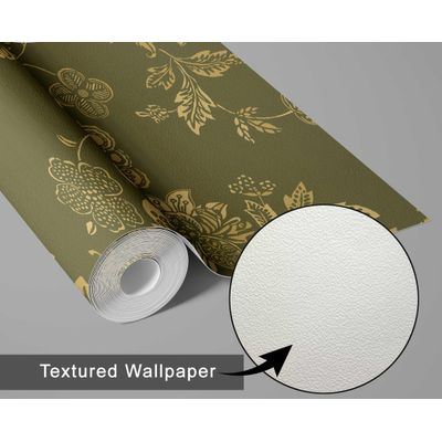Papel de Parede Floral Vintage Verde, Vinil Autoadesivo, Aplicação DIY Fácil para Quarto Estilo Fazenda, Sala e Armário - S4Sassy 63,5 cm (L) × 152,4 cm (C) / Verde - Vinil Texturizado