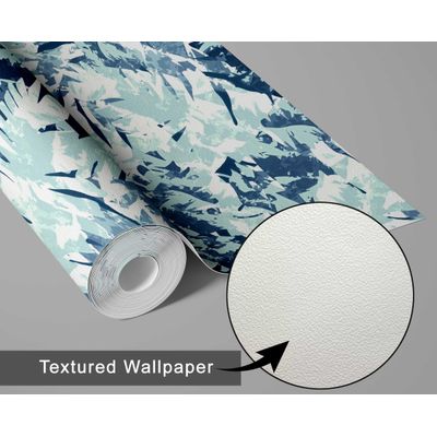 Papel de Parede Folhas Abstratas, Azul, Vinílico Autoadesivo, Revestimento Decorativo Fácil Faça-Você-Mesmo para Quarto e Sala - S4Sassy 63,5 cm (L) × 914,4 cm (C) / Azul - Vinil Texturizado