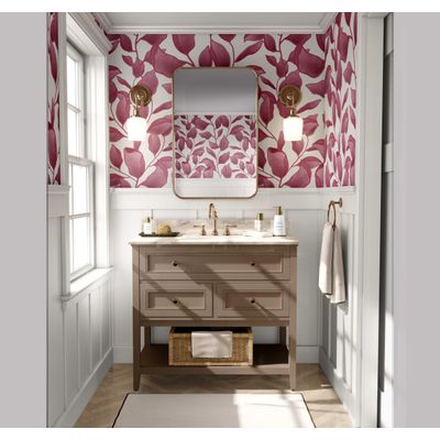 Papel de Parede Vinílico Autoadesivo Estampa Folha Chique Rosa À Prova d'Água Removível para Quartos, Salas e Armários - S4Sassy 63,5 cm (L) × 304,8 cm (C) / Rosa - Vinil Liso