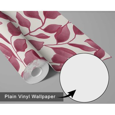 Papel de Parede Vinílico Autoadesivo Estampa Folha Chique Rosa À Prova d'Água Removível para Quartos, Salas e Armários - S4Sassy 63,5 cm (L) × 304,8 cm (C) / Rosa - Vinil Liso