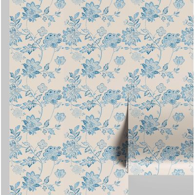 Papel Contact Vinílico Autoadesivo Removível Estilo Natureza, Impermeável, Estampa Esboço de Rosa para Paredes, Armários e Cômoda - S4sassy 63,5 cm (L) × 304,8 cm (C) / Azul - Vinil Liso
