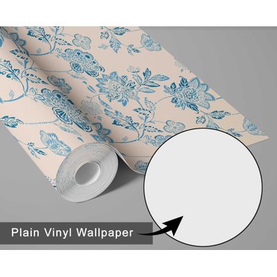 Papel Contact Vinílico Autoadesivo Removível Estilo Natureza, Impermeável, Estampa Esboço de Rosa para Paredes, Armários e Cômoda - S4sassy 63,5 cm (L) × 304,8 cm (C) / Azul - Vinil Liso