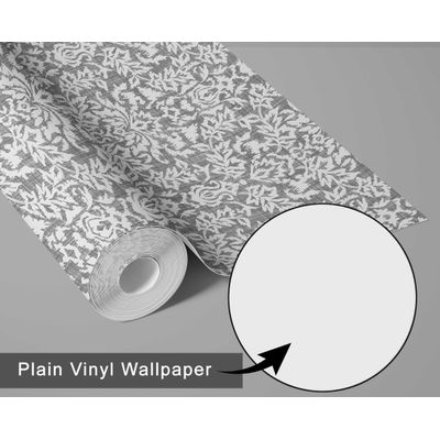 Papel de Parede Floral Clássico - Vinílico Autoadesivo Cinza, Instalação Fácil DIY para Quarto Estilo Fazenda, Sala, Armários - S4Sassy 63,5 cm (L) × 304,8 cm (C) / Cinza - Vinil Liso