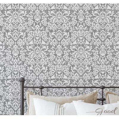 Papel de Parede Floral Clássico - Vinílico Autoadesivo Cinza, Instalação Fácil DIY para Quarto Estilo Fazenda, Sala, Armários - S4Sassy 63,5 cm (L) × 304,8 cm (C) / Cinza - Vinil Liso