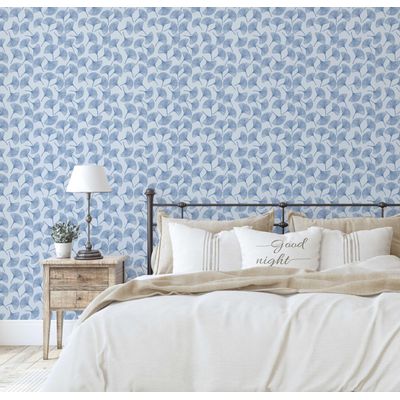 Papel Contato Vinílico Autoadesivo Folha de Ginkgo Chique à Prova d'água Removível para Quartos, Salas, Armários e Locatários - S4Sassy 63,5 cm (L) × 304,8 cm (C) / Azul - Vinil Liso
