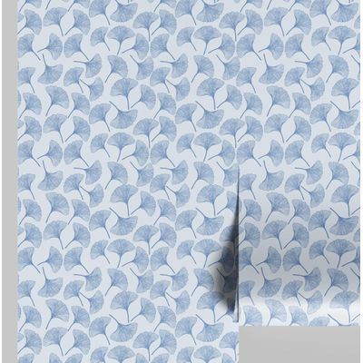 Papel Contato Vinílico Autoadesivo Folha de Ginkgo Chique à Prova d'água Removível para Quartos, Salas, Armários e Locatários - S4Sassy 63,5 cm (L) × 304,8 cm (C) / Azul - Vinil Liso