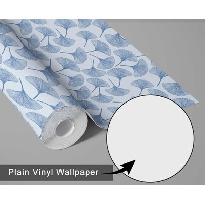 Papel Contato Vinílico Autoadesivo Folha de Ginkgo Chique à Prova d'água Removível para Quartos, Salas, Armários e Locatários - S4Sassy 63,5 cm (L) × 304,8 cm (C) / Azul - Vinil Liso