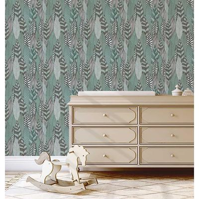 Papel de Parede Prado Botânico Verde Autoadesivo, Decoração DIY Fácil para Quarto Estilo Fazenda, Sala, Armários - S4Sassy 63,5 cm (L) × 914,4 cm (C) / Verde - Vinil Liso