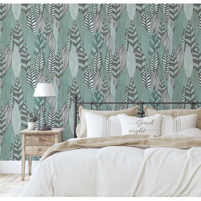 Papel de Parede Prado Botânico Verde Autoadesivo, Decoração DIY Fácil para Quarto Estilo Fazenda, Sala, Armários - S4Sassy 63,5 cm (L) × 914,4 cm (C) / Verde - Vinil Liso