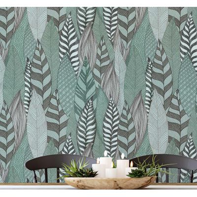 Papel de Parede Prado Botânico Verde Autoadesivo, Decoração DIY Fácil para Quarto Estilo Fazenda, Sala, Armários - S4Sassy 63,5 cm (L) × 914,4 cm (C) / Verde - Vinil Liso