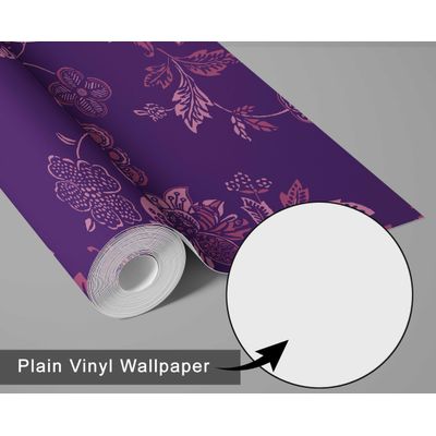 Papel de Parede Floral Vintage Roxo Autoadesivo em Vinil, Revestimento Fácil DIY para Quarto Estilo Fazenda, Sala, Armário - S4Sassy 63,5 cm (L) × 152,4 cm (C) / Roxo - Vinil Liso