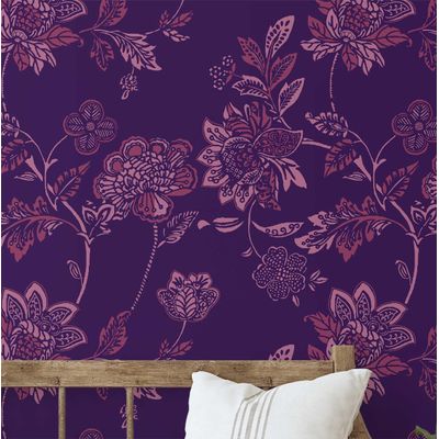 Papel de Parede Floral Vintage Roxo Autoadesivo em Vinil, Revestimento Fácil DIY para Quarto Estilo Fazenda, Sala, Armário - S4Sassy 63,5 cm (L) × 152,4 cm (C) / Roxo - Vinil Liso