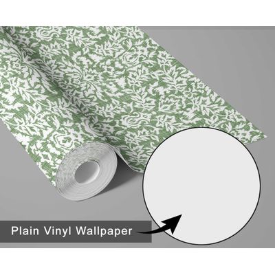 Papel de Parede Floral Clássico Verde Vinil Autoadesivo, Instalação Fácil para Quarto Estilo Fazenda, Sala e Armários - S4Sassy 63,5 cm (L) × 914,4 cm (C) / Verde - Vinil Liso