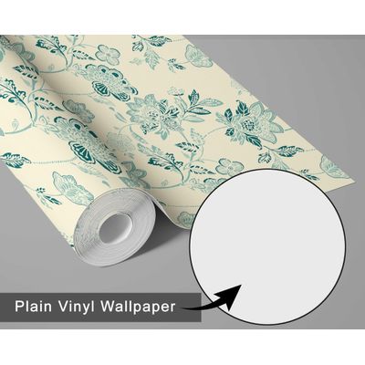 Vinil Autoadesivo Removível Impermeável, Estampa Esboço de Rosa Inspirada na Natureza, Rolo para Paredes, Armários e Cômoda - S4sassy 63,5 cm (L) × 304,8 cm (C) / Verde - Vinil Liso