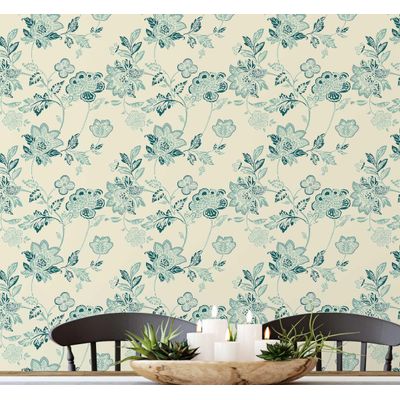 Vinil Autoadesivo Removível Impermeável, Estampa Esboço de Rosa Inspirada na Natureza, Rolo para Paredes, Armários e Cômoda - S4sassy 63,5 cm (L) × 304,8 cm (C) / Verde - Vinil Liso