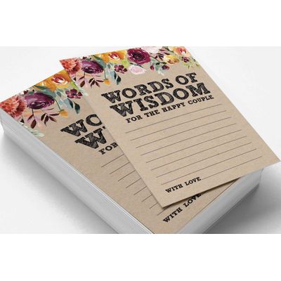 Pacote com 50 Cartões Kraft de Conselhos para Casal, Palavras de Sabedoria, Noiva e Noivo, Jogo para Chá de Panela 13 x 18 cm - Inkdotpot 12,7 Cm × 17,78 Cm / Marrom