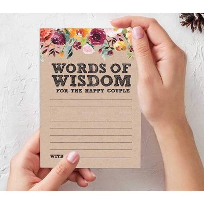 Pacote com 50 Cartões Kraft de Conselhos para Casal, Palavras de Sabedoria, Noiva e Noivo, Jogo para Chá de Panela 13 x 18 cm - Inkdotpot 12,7 Cm × 17,78 Cm / Marrom