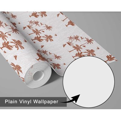 Papel de Parede Mini Palm Island Marrom Autoadesivo em Vinil, Revestimento Decorativo Fácil DIY para Quarto, Sala, Armários - S4Sassy 63,5 cm (L) × 914,4 cm (C) / Marrom - Vinil Liso