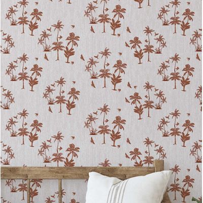 Papel de Parede Mini Palm Island Marrom Autoadesivo em Vinil, Revestimento Decorativo Fácil DIY para Quarto, Sala, Armários - S4Sassy 63,5 cm (L) × 914,4 cm (C) / Marrom - Vinil Liso