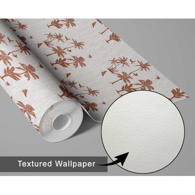 Papel de Parede Mini Palm Island Marrom Autoadesivo em Vinil, Revestimento Decorativo Fácil DIY para Quarto, Sala, Armários - S4Sassy 63,5 cm (L) × 304,8 cm (C) / Marrom - Vinil Texturizado