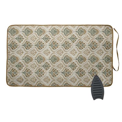 Tapete Magnético Dobrável Algodão c/ Almofada Fibra e Apoio Silicone, Lavável, para Viagem, p/ Tábua (Mesa,Lav./Sec.) - Floral - Vargottam 71,12 Cm × 121,92 Cm / Bege